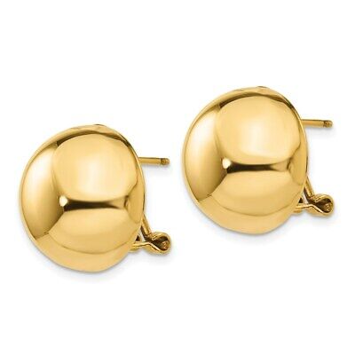 Pre-owned Wishing For Claudia 14k Yellow Gold 16mm Half Ball Button Omega Back Post Stud Earrings 0.63 Inch