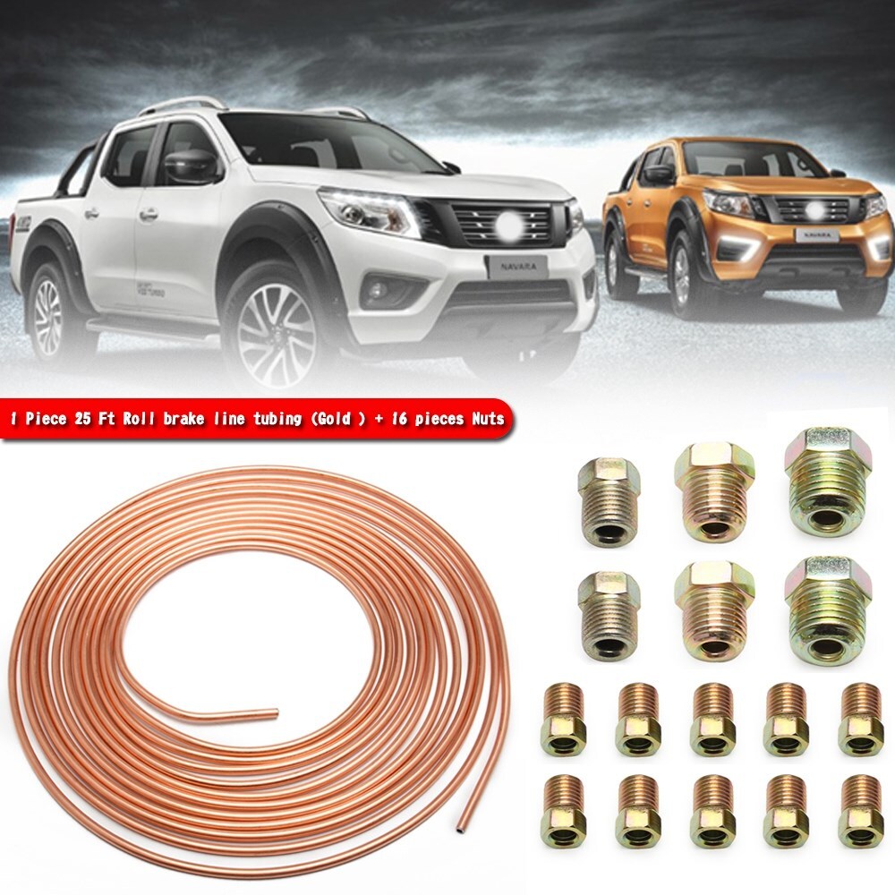 Copper Brake Line Tubing Kit 3/16 OD 25 Foot Coil Roll All Size Fittings F8