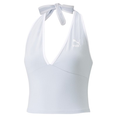 Женский повседневный спортивный топ Puma Classics Summer Resort с высоким воротом синего цвета 53684221