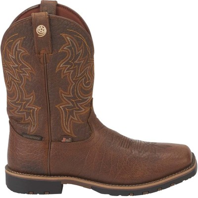 Justin Boots Fireman Square Toe Cowboy Mens Brown Casual Boots GR9050