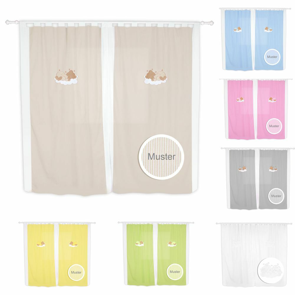 Babyzimmer Kinderzimmer Gardinen Vorhänge mit Schlaufen 5 Farben