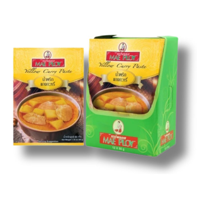 Mae Ploy Yellow curry paste Thai No MSG, Color, or Preservatives 50g x 12 pack