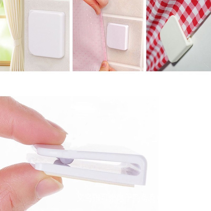 Shower Curtain Clip Seamless Sticky Hooks Viscose Fixed Buckle