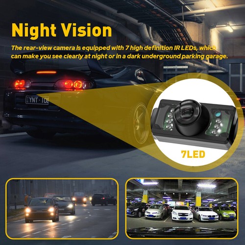 Car Rear View Backup Camera License Plate Reverse Camera Waterproof CMOS 7LED HD