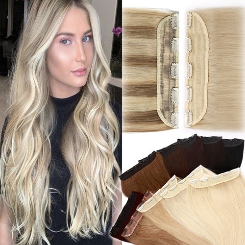 THICK One Piece Clip In 100% Real Human Hair Extensions 3/4  display picture 1