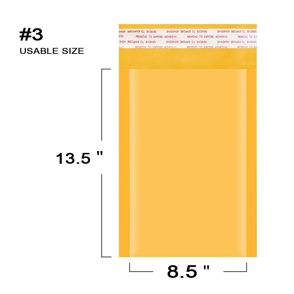 100 #3 8.5x14.5 Kraft Paper Bubble Mailers Padded Envelopes Case Shipping Bags