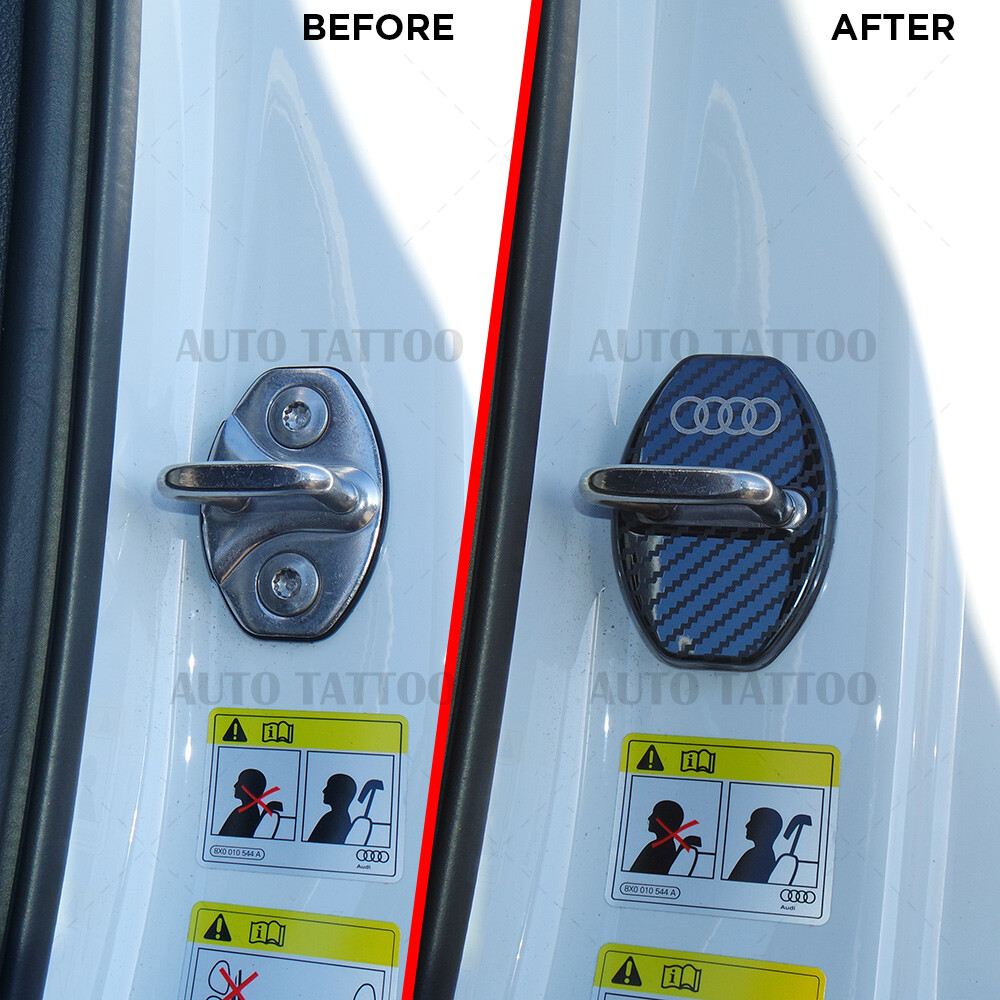 2x For Audi Carbon Fiber Texture Door Car Lock Protective Cover Sticker Decorate