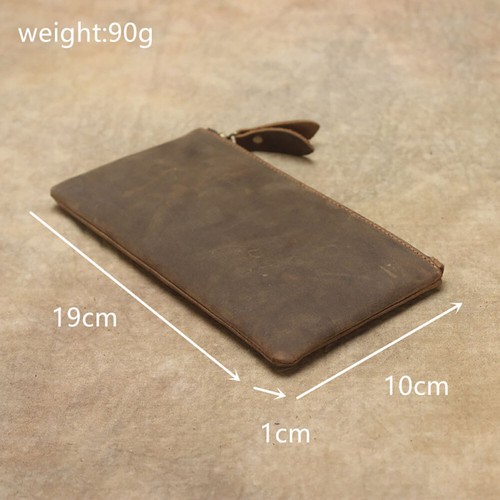 Leather Cash Long Wallet Envelope Zipper Pouch - Money Holder for Men & Women^