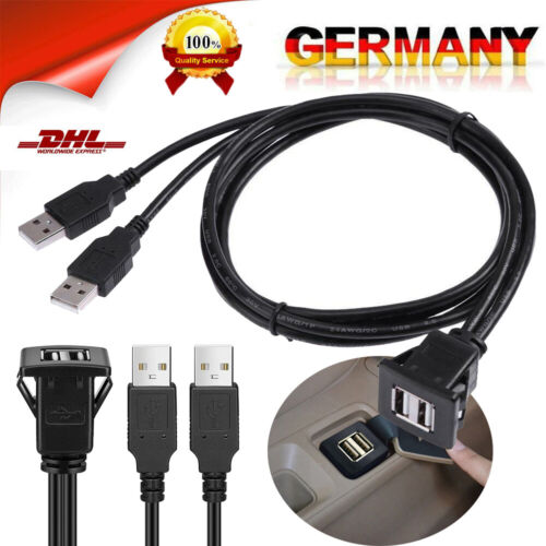 Auto Einbau Buchse Adapter Anschluss Dual USB-Buchse Stecker Verlängerung Kabel