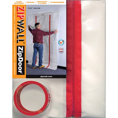 ZipWall ZDC ZipDoor Commercial Door Kit, Flame retardant, Quick & Easy Install