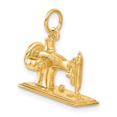 Pre-owned Samajewelers Real 14kt Yellow Gold 3d Antique Sewing Machine Charm