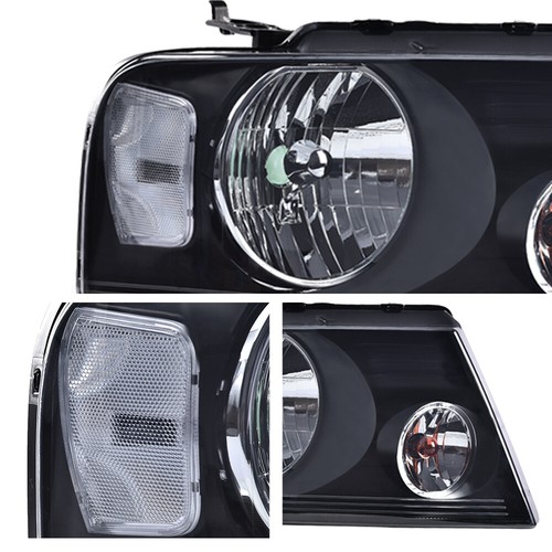 Headlights Fit For 2004-2008 Ford F-150 F150 Black Housing Side Headlamps