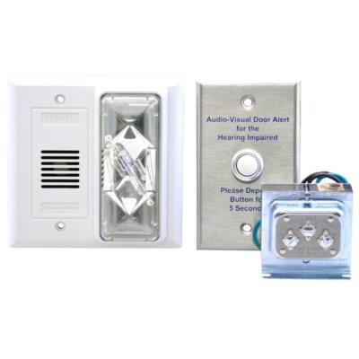 Loud Alarm / Strobe Doorbell Signaler With Button And Transformer Hw-Dhsk