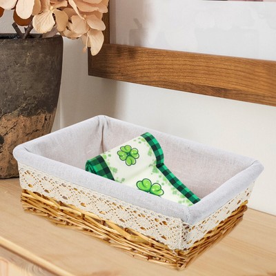  Multipurpose Rectangular Wicker Storage Basket with Removable Washable Liner