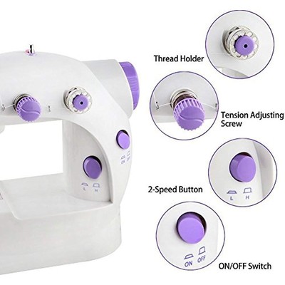 Nex Sewing Machines Double Speed Portable For Beginner, With Foot Pedal, 2 White