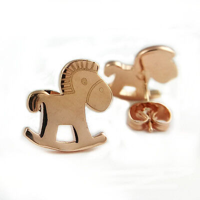 Fashion Jewelry - 18k Rose Gold Plated Trojan Horse Stud Earrings (FE412)