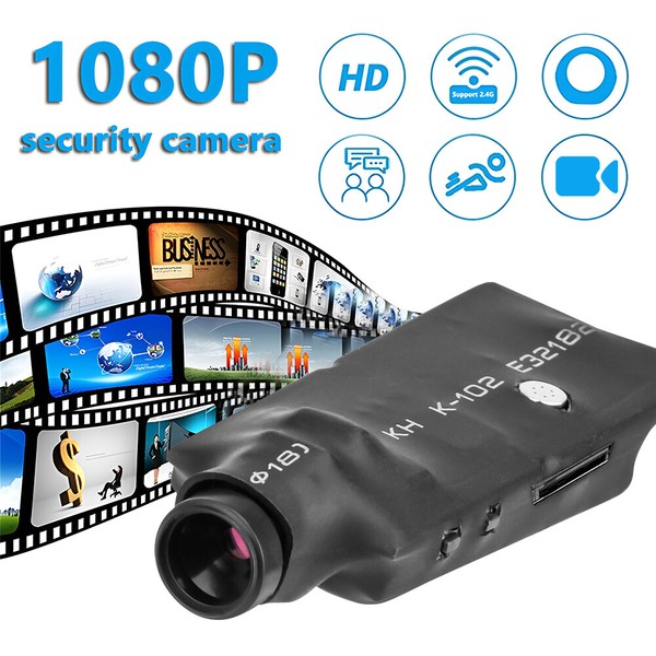 1080P HD wireless security camera with icons.