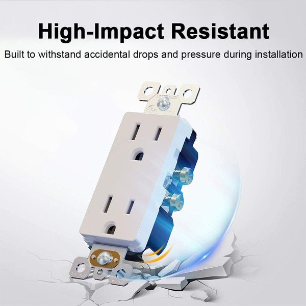 Durable electrical outlet, impact resistant with secure installation.