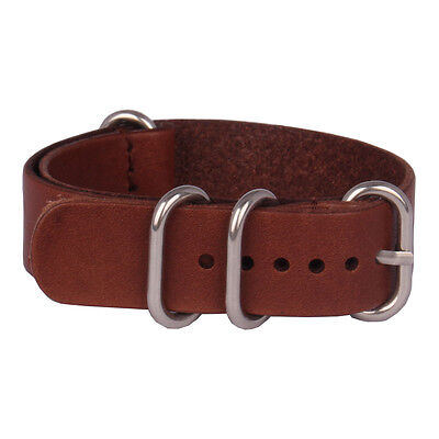 Retro Genuine Leather 20mm Brown Black Watchband Watch Strap Wristwatch Band