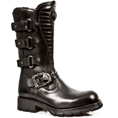 NEW ROCK ROCK BOOTS UNISEX PUNK GOTHIC STIEFEL - STYLE 7604 S1 SCHWARZ