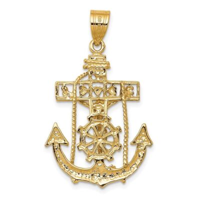 Pre-owned Diamond2deal 14k Yellow Gold Mariners Cross Pendant Necklace 2.55 Gram