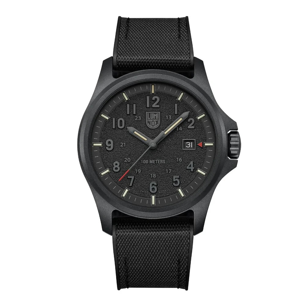 Pre-owned Luminox Atacama Field Black Dial Rubber Band Watch Xl.1961 43mm Sapphire Glass