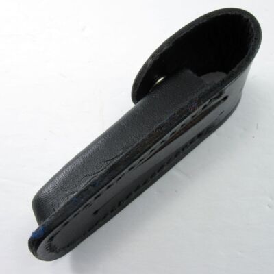FOLDING POCKET KNIFE SHEATH | 4" Black Genuine Leather Belt Loop Case
