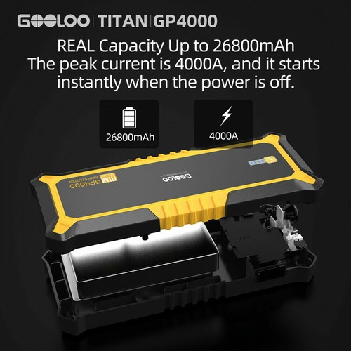 GOOLOO 4000A Car Jump Starter 26800mah 12V Battery Charger Portable Jump Pack US