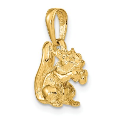 Pre-owned Superdealsforeverything Real 14kt Yellow Gold Solid 3-d Squirrel With Nut Charm