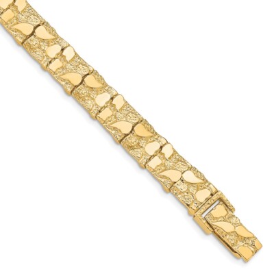 Pre-owned Superdealsforeverything Real 10kt Yellow Gold 10.0mm Nugget Chain Bracelet; 7 Inch