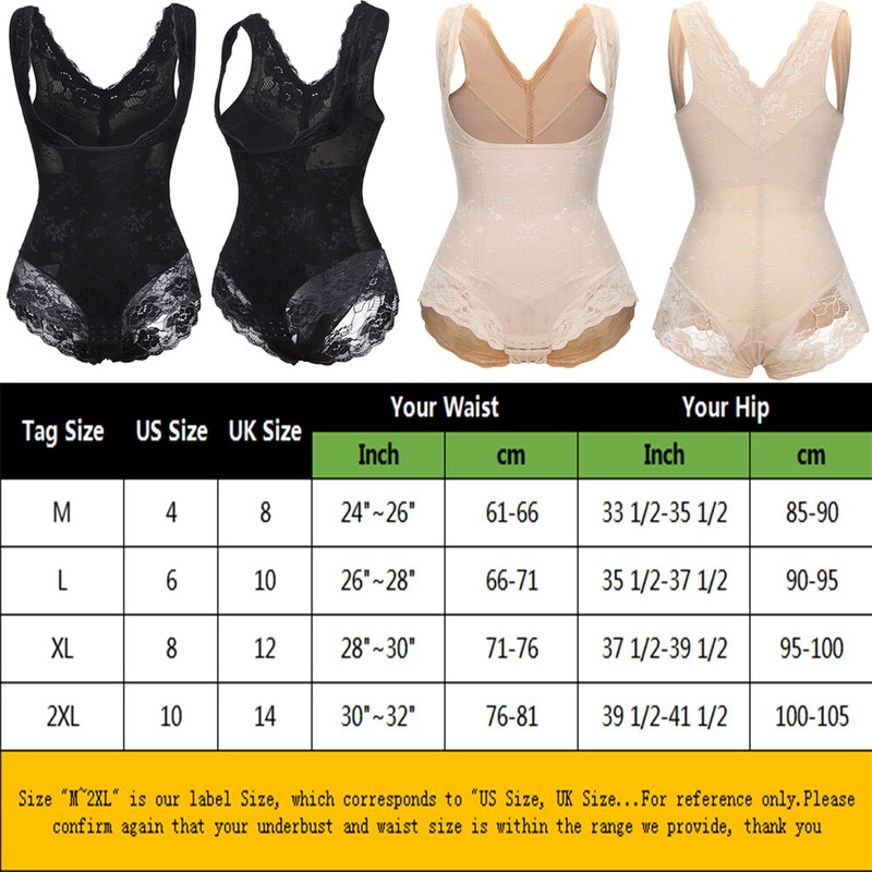 Women Floral Full Body Shaper Bodysuit Underbust Push Up Slimming Post Surgery