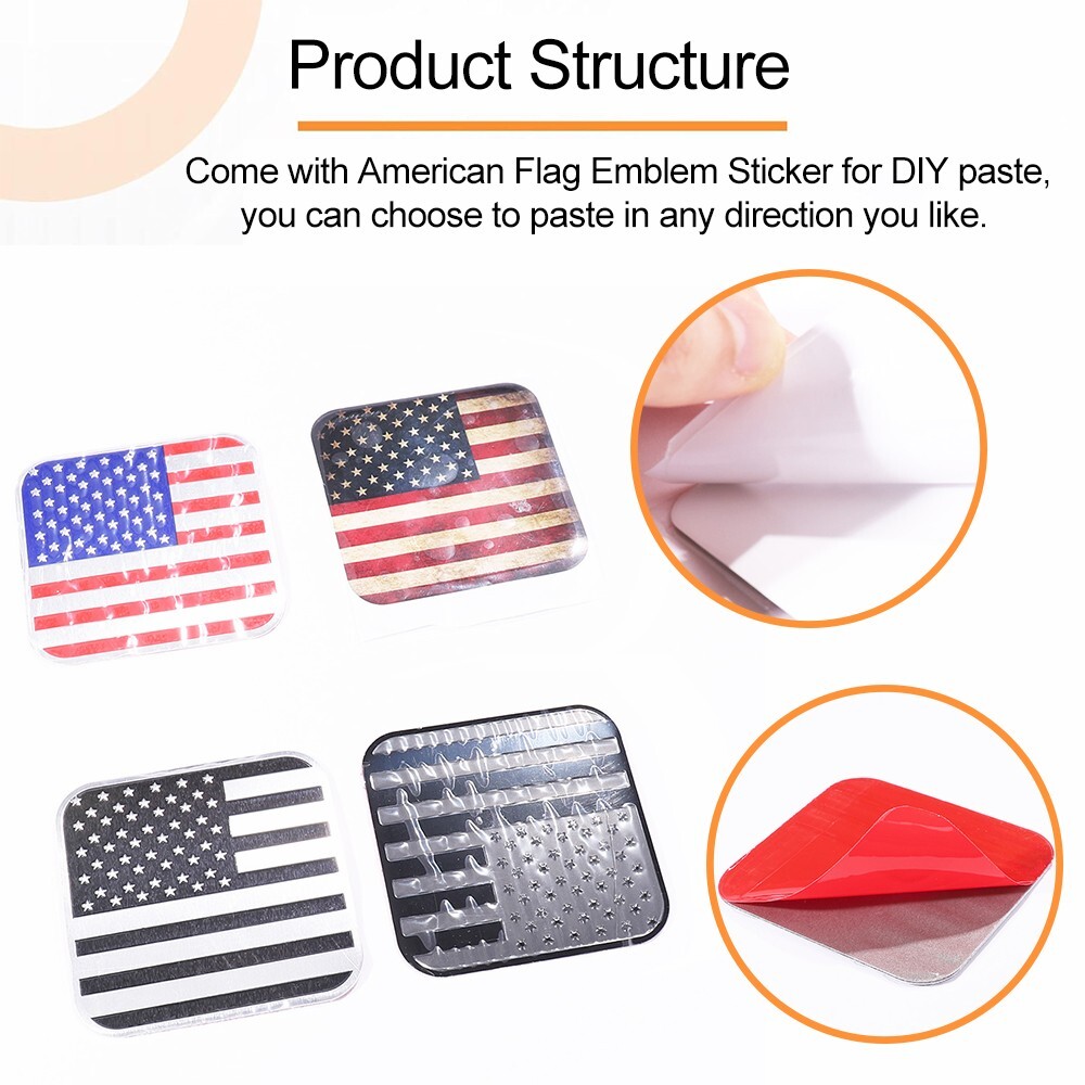 2" USA Flag Hitch Receiver Cover Tow Trailer Tube Plug Cap 4-Way Flat Insert