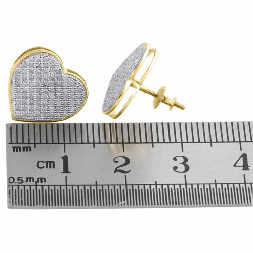 Pre-owned Jfl Diamonds & Timepieces 10k Yellow Gold Genuine Pave Diamond Heart Studs Ladies 14.25mm Earrings 0.50 Ct In White