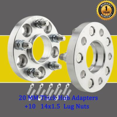 2PC 20mm Wheel Adapters HUBCENTRIC 5X112 TO 5X114.3 For AUDI S4 S5 + 10 Lug Nuts