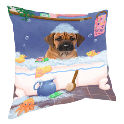 Rub A Dub Dog Cat in a Tub Pet Photo Decorative Throw Pillow 18x18 In Gift