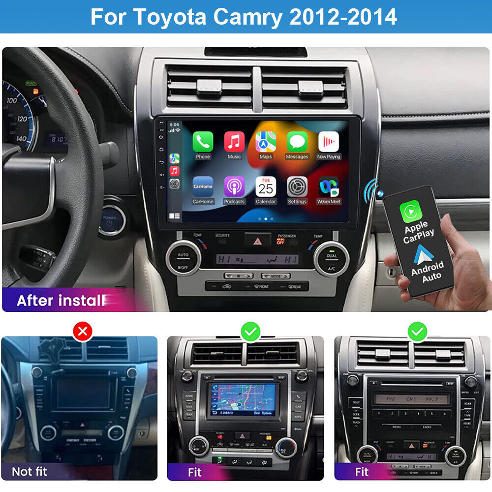 For 2012-2014 Toyota Camry Apple Carplay Car Stereo Radio Android 13 GPS Navi