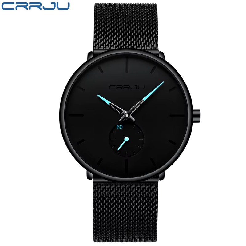Fashion Watch Men Waterproof Slim Mesh Strap Minimalist Wrist Watches For Men Qu