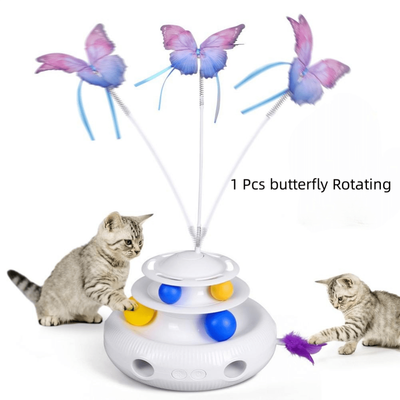 3 in 1 Interactive Cat Toy Automatic Fluttering Butterfly Feather Tracking Ball