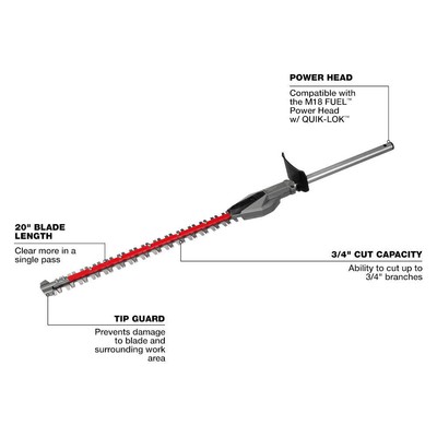 Milwaukee 49-16-2796 M18 FUEL 18V QUIK-LOK Hedge Trimmer Attachment