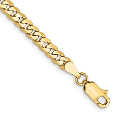 Pre-owned Superdealsforeverything Real 10kt Yellow Gold 3.9mm Flat Beveled Curb Chain Chain Bracelet; 8 Inch