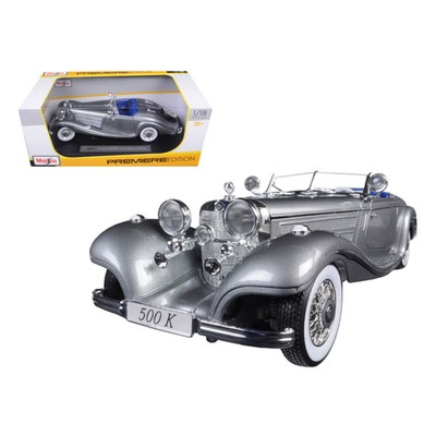 1936 Mercedes 500K Special Roadster Grey 1/18 Diecast Model Car by Maisto 36862g