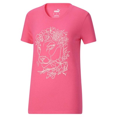 

Женская рубашка с короткими рукавами и круглым вырезом Puma Cat Roses, размер  Athletic Cas, Розовый