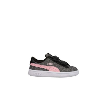 

Puma Smash V2 Glitz Glam V Slip On Молодежные девушки Черные кроссовки Повседневная обувь 3673, Черный, Puma Smash V2 Glitz Glam V Slip On Youth
