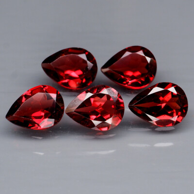Pear Shape 8x6 mm.Outstanding Natural Red Mozambique Garnet Africa 5Pcs/5.64Ct.