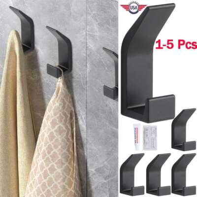1-5Pcs Self Adhesive Bathroom Wall Door Stainless Steel Holder Hook Hanger Hooks