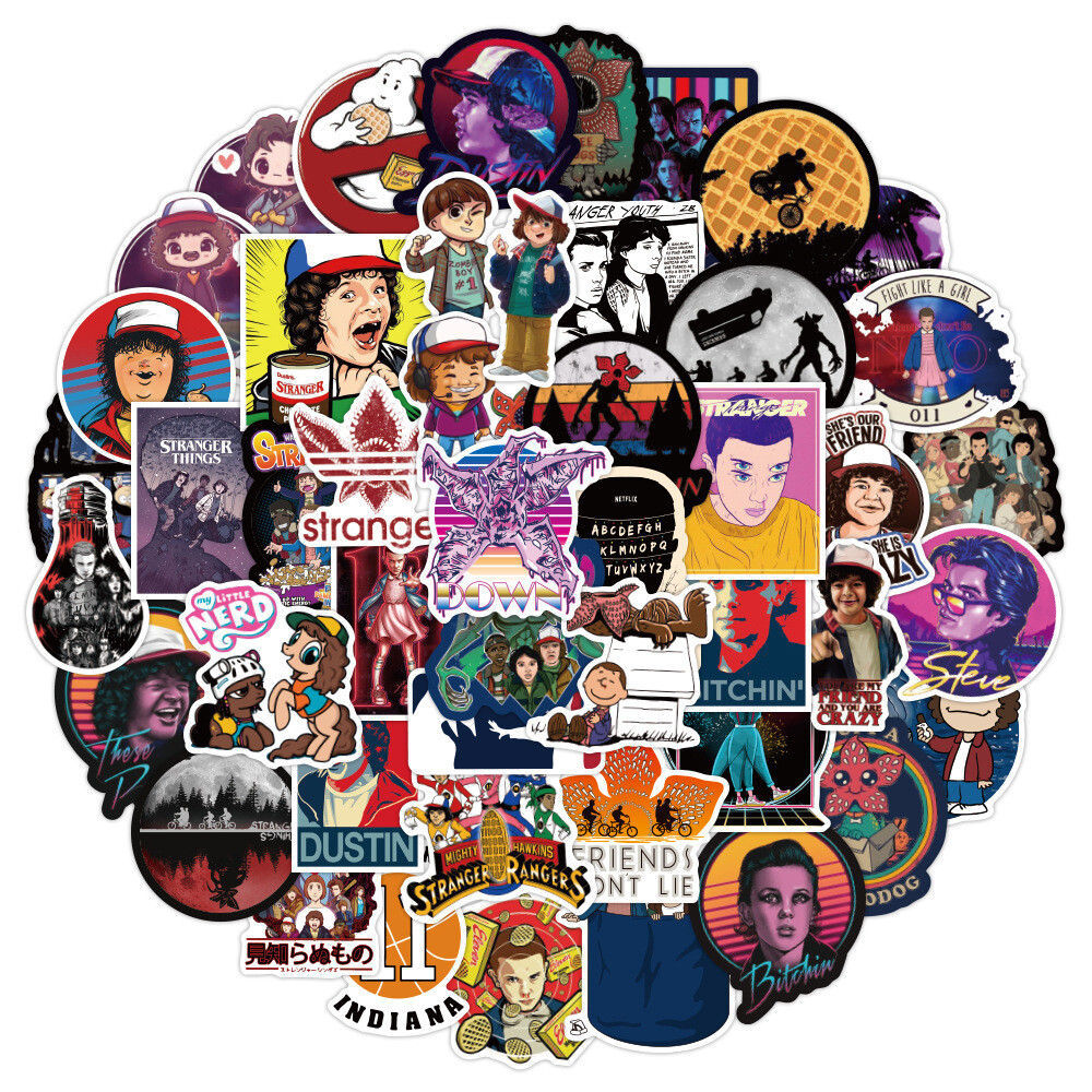 Mix 10/50 PCs Stranger Things Netflix Horror Drama Luggage Sticker -No Duplicate