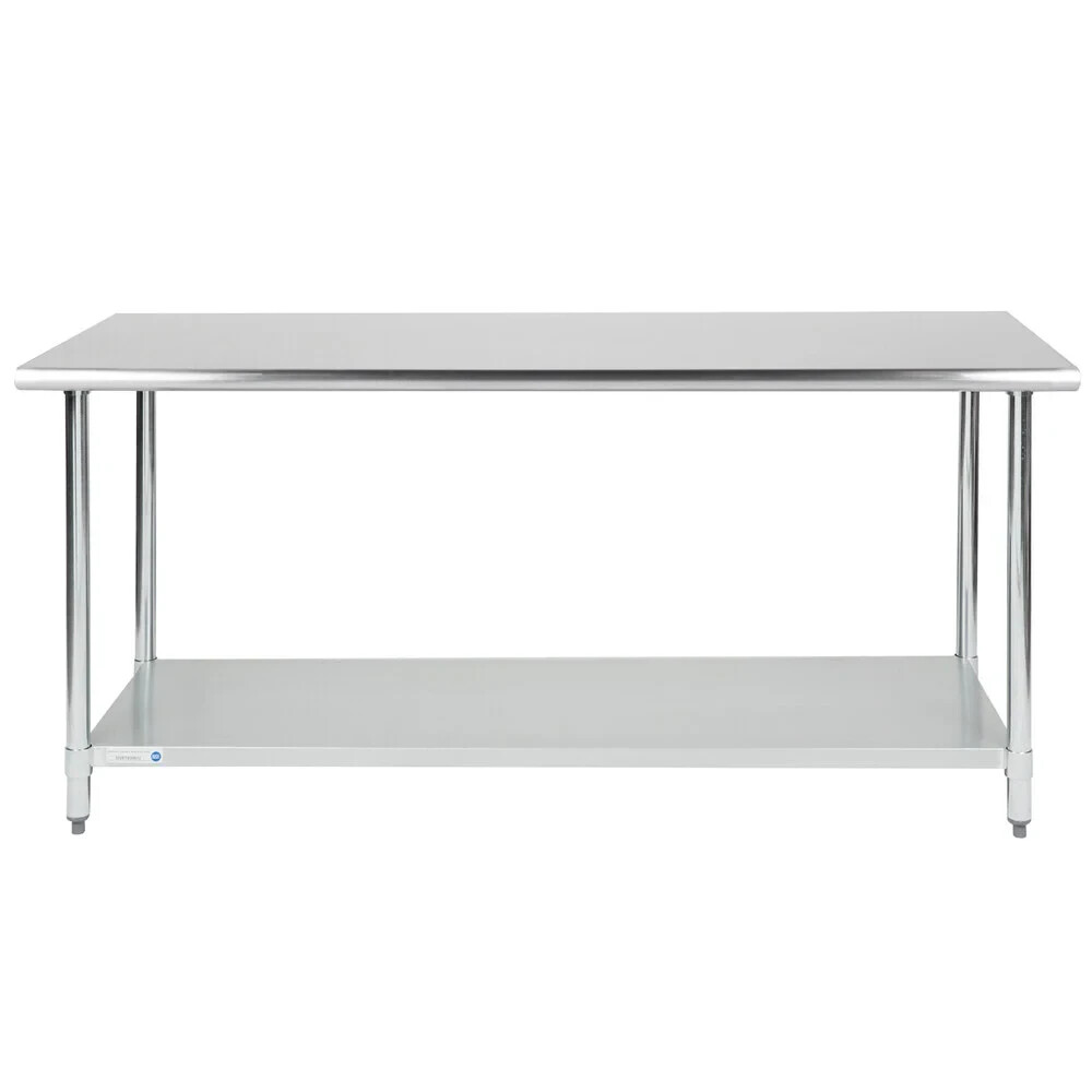 30"W x 72"L Stainless Steel Prep and Work Restaurant Table with Undershelf