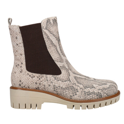 Vintage Havana Albany Snake Round Toe Lug Sole Chelsea  Womens Beige Casual Boot