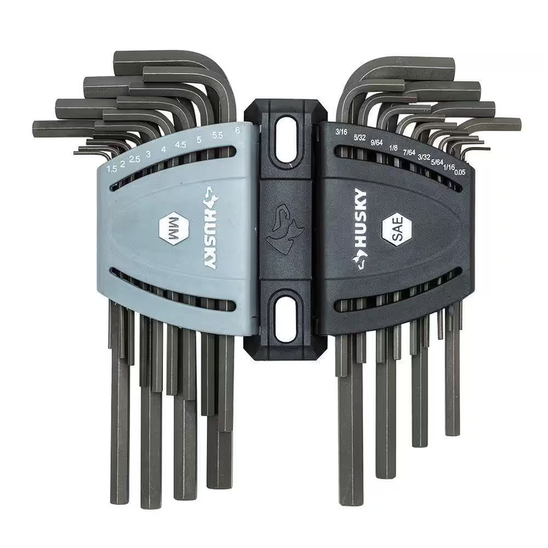 Husky Hex Key Set Allen Wrench Long Arm SAE Metric 26 Piece Tool Set Steel