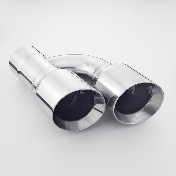 Pair Offset Quad Dual Wall 4" Out 3" In Exhaust Tips Angle Cut
